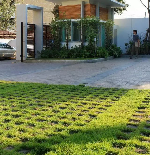 100款草坪在景观铺装中的意向图嵌草铺装效果图